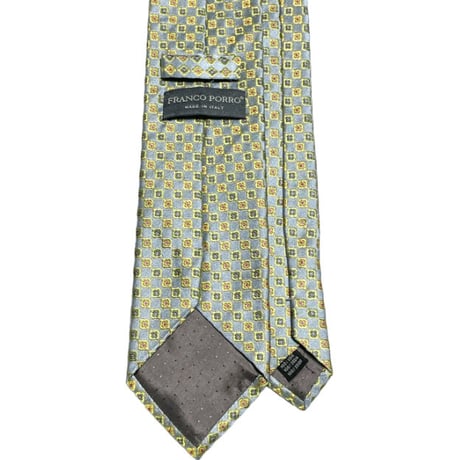 MADE IN ITALY製 FRANCO PORRO 小紋柄シルクネクタイ サックスブルー