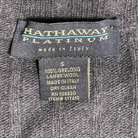 MADE IN ITALY製 HATHAWAY PLATINUM ハーフジップウールセーター ネイビー Sサイズ