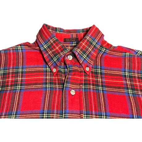MADE IN USA製 CLEVE SHIRTMAKERS 長袖タータンチェック柄ボタンダウンシャツ レッド Sサイズ