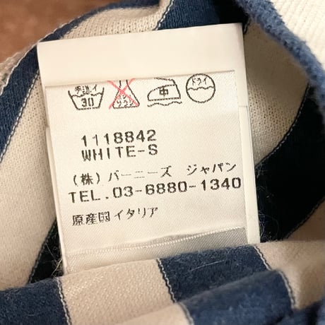 【BARNEYS NEWYORK 取り扱い】 MADE IN ITALY製 GUY ROVER ボーダー柄半袖ボタンダウン鹿の子ポロシャツ ホワイト×ブルー Sサイズ