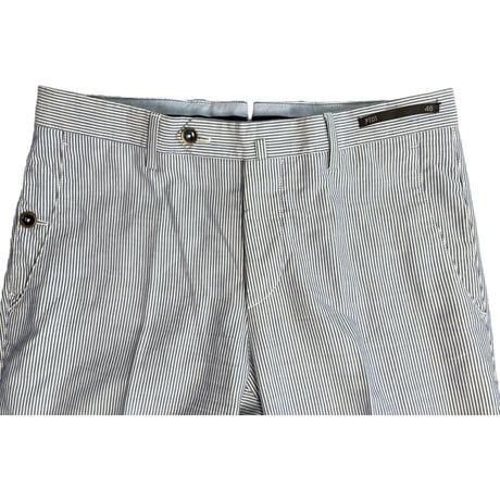 MADE IN ROMANIA製 PT01 Sailor ヒッコリーストライプ柄コットンスラックス ブルー×ホワイト 46サイズ