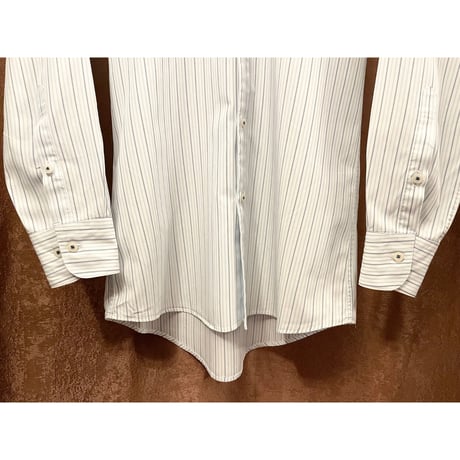 BURBERRY BLACK LABEL ストライプ柄 長袖ボタンダウンシャツ ホワイト×ブルー 38サイズ
