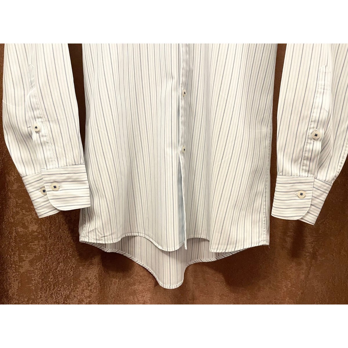BURBERRY BLACK LABEL ストライプ柄 長袖ボタンダウンシャツ ホワイト 
