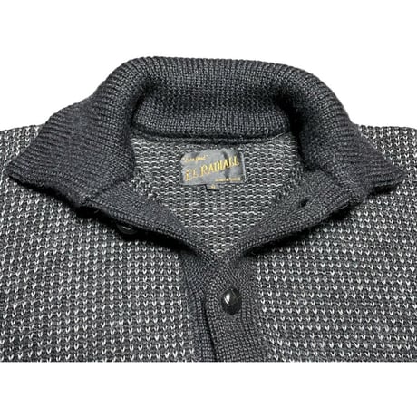 MADE IN JAPAN製 EL RADIALL ウールアルパカニットカーディガン ブラック×グレー 42サイズ