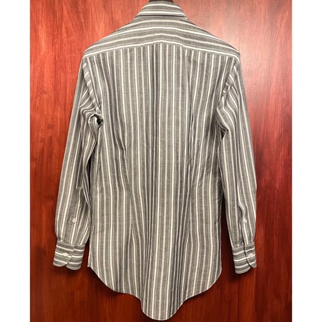 【BARNEYS NEWYORK 取り扱い】 MADE IN ITALY製 FRAY ストライプ柄長袖リネンコットンシャツ マルチカラー 37-14 1/2サイズ