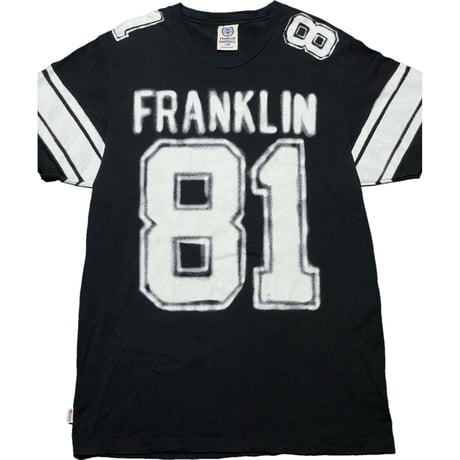 MADE IN ITALY製 FRANKLIN MARSHALL LAB フットボールシャツ型半袖Tシャツ ブラック Lサイズ