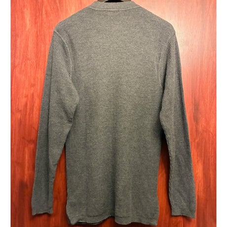 MADE IN ITALY製 BARNEYS NEWYORK ヘンリーネックメリノウールセーター チャコールグレー 50サイズ