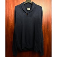 MADE IN USA製 90s NORTHERN REFLECTIONS ショールカラーコットンウールセーター ネイビー Mサイズ