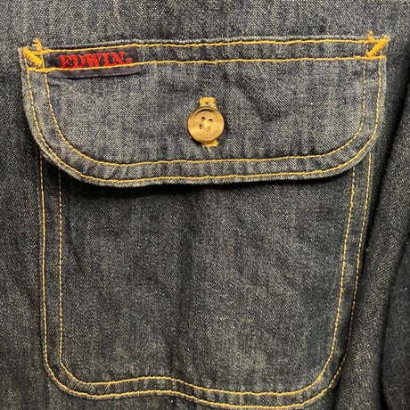 希少 MADE IN USA製 EDWIN 長袖デニムシャツ インディゴ Mサイズ