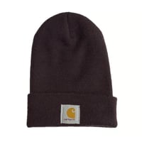 MADE IN USA製 Carhartt アクリルニット帽 ブラウン Fサイズ