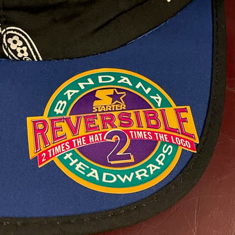 激レア タグ付き 90s STARTER × NBA ORLANDO MAGIC ヴィンテージリバーシブルバンダナキャップ ブラック×ブルー