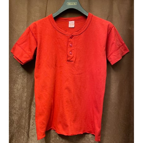MADE IN USA製 Healthknit ヘンリーネックTシャツ レッド Mサイズ