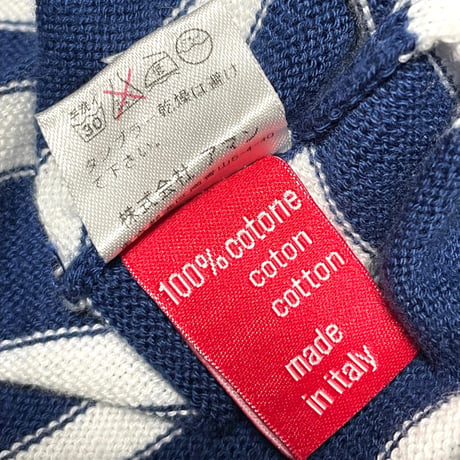 MADE IN ITALY製 altea ボーダークルーネックコットンセーター ネイビー Mサイズ