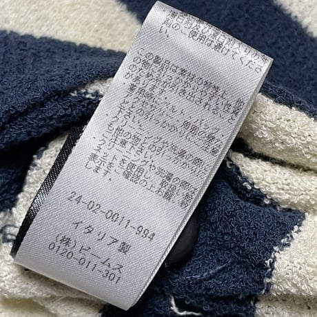 【BEAMS取り扱い】MADE IN ITALY製 roberto collina 半袖パイルポロシャツ ネイビー×アイボリー 46サイズ