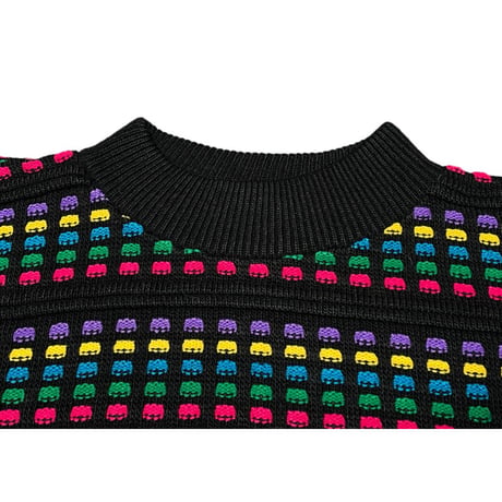 ▲訳あり商品▲ MADE IN USA製 big city ネオンカラー3Dセーター ブラック