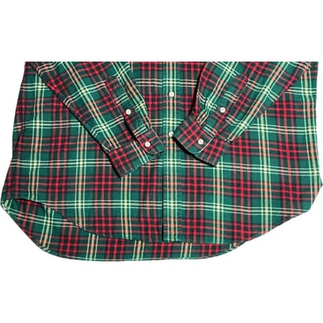 ▲訳あり商品▲ 80～90s 北マリアナ諸島製 Ralph Lauren 長袖ボタンダウンチェックシャツ グリーン×レッド Lサイズ