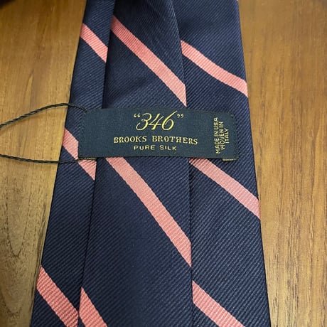 MADE IN USA製 BROOKS BROTHERS 346 レジメンタル柄ストライプネクタイ ネイビー×ピンク