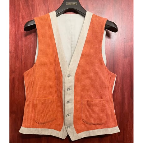 MACKINTOSH PHILOSOPHY ニットコンビコットンリネンジレベスト オレンジ×アイボリー 40サイズ