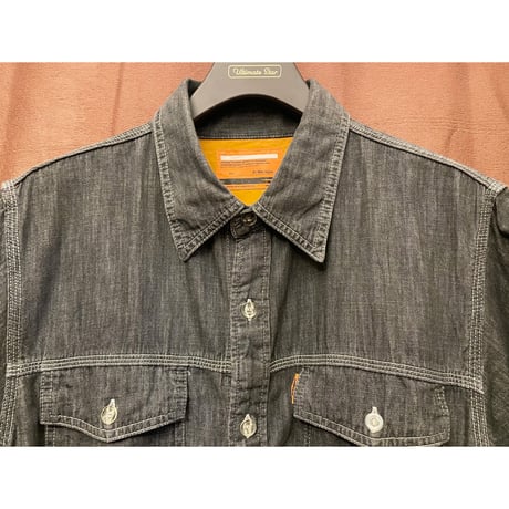 MADE IN JAPAN製 SWAGGER 半袖ブラックデニムシャツ ブラック Mサイズ