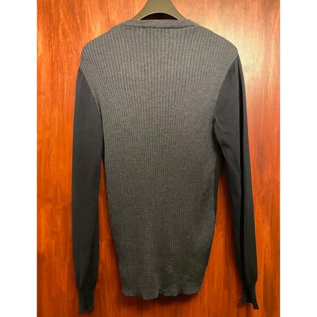 MADE IN ITALY製 VNECK 切り替えメリノウールカーディガン ネイビー 52サイズ