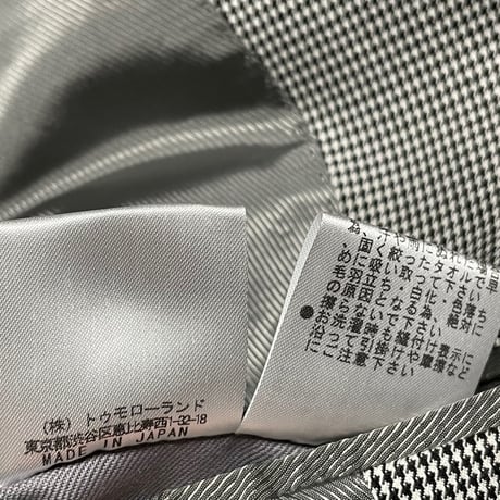 MADE IN JAPAN製 TOMORROWLAND 千鳥格子柄コットンシルクテーラードジャケット ブラック 44サイズ
