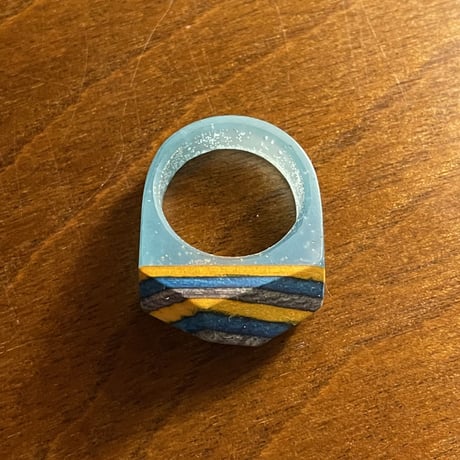 ★新品★ HANDMADE IN ITALY製 SIMONE FRABBONI リサイクルスケートボード菱形リング イエロー×クリアブルー
