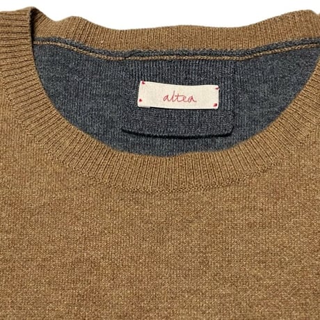 MADE IN ITALY製 altea クルーネックウールセーター ブラウン Mサイズ