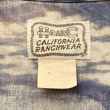 MADE IN USA製 H BAR C CALIFORNIA RANCHWEAR 半袖空柄ウエスタンシャツ ネイビー