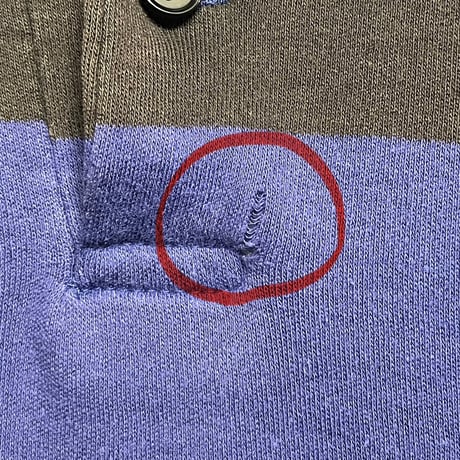 レア MADE IN USA製 Polo by Ralph Lauren ボーダー柄 半袖ニットポロシャツ ネイビーブルー Lサイズ