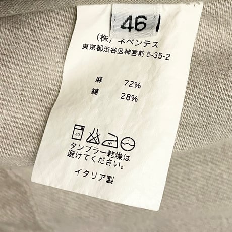 【NEPENTHES 取り扱い】 MADE IN ITALY製 BARENA リネンコットンショートダッフルコート アイボリー 46サイズ