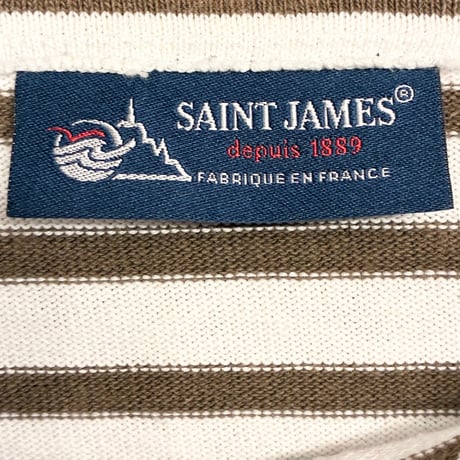 MADE IN FRANCE製 SAINT JAMES ボーダー柄 バスクシャツ ホワイト×ブラウン Mサイズ