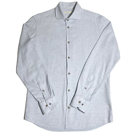 MADE IN ITALY製 PRANDI 長袖コットンシャツ サックス Sサイズ