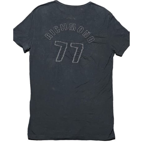MADE IN ITALY製 JOHN RICHMOND バックロゴ半袖Tシャツ ブラック Mサイズ
