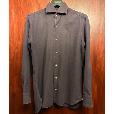 【BARNEYS NEWYORK 取り扱い】 MADE IN ITALY製 BARBA DANDYLIFE 長袖起毛コットンシャツ パープル 38-15サイズ