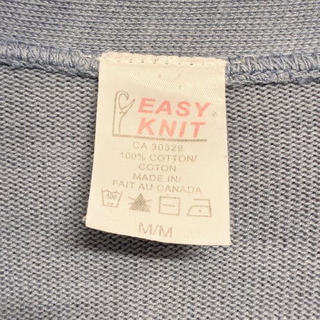 MADE IN CANADA製 EASY KNIT コットンカーディガン サックスブルー Mサイズ