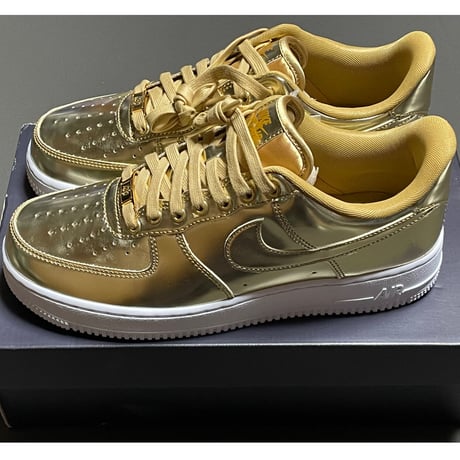 箱、黒タグ付き NIKE AIR FORCE 1 WMNS スニーカー メタリックゴールド WMNS9.5/MEN8/26cm