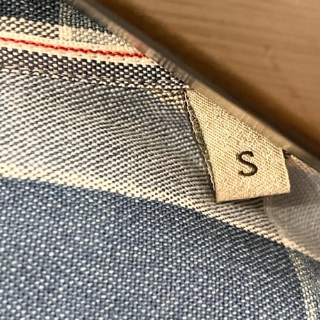 MADE IN ITALY製 ORIAN DENIM DIVISION Slim Fit 長袖デニムチェックシャツ ブルー×ライトブルー Sサイズ