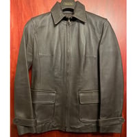 MADE IN ITALY製 Le Verseau VERA PELLE 襟付きレザージャケット ダークブラウン 38サイズ