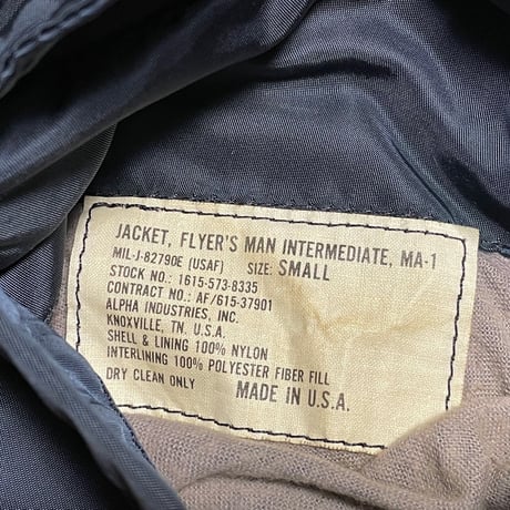 MADE IN USA製 ALPHA INDUSTRIES MA-1ジャケット ネイビー Sサイズ