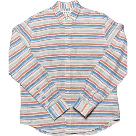 【サザビーリーグ取り扱い】Frank & Eileen ボーダー柄ボタンダウン長袖リネンシャツ マルチカラー Sサイズ