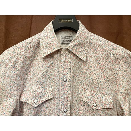 MADE IN USA製 H BAR C CALIFORNIA RANCHWEAR 半袖花柄ウエスタンシャツ ホワイト