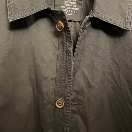 【JOURNAL STANDARD 取り扱い】 MADE IN USA製 S.K.U. SAVE KHAKI UNITED コットンステンカラーコート ブラック XSサイズ