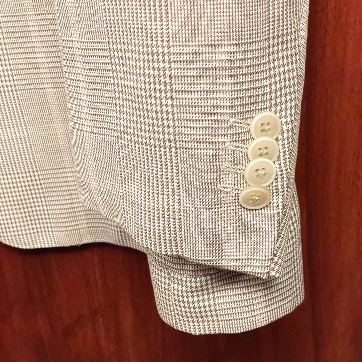 MADE IN ITALY製 CORNELIANI 千鳥格子チェック柄リネンコットン 
