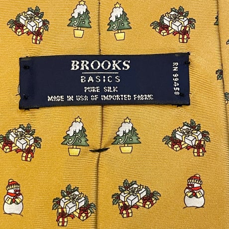 MADE IN USA製 BROOKS BROTHERS BASICS クリスマス柄シルクネクタイ キャメル