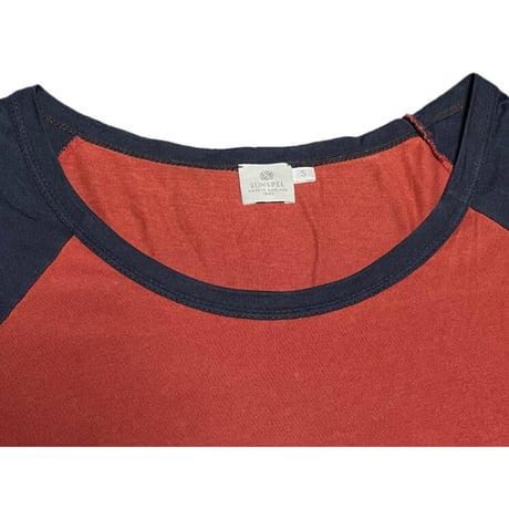▲訳あり商品▲ MADE IN ENGLAND製 SUNSPEL 七分袖ラグランTシャツ エンジ×ネイビー Sサイズ
