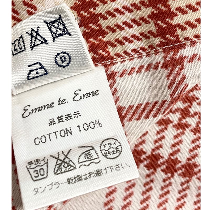 MADE IN ITALY製 Emme te. Emme 長袖プリントチェックシャツ レッド