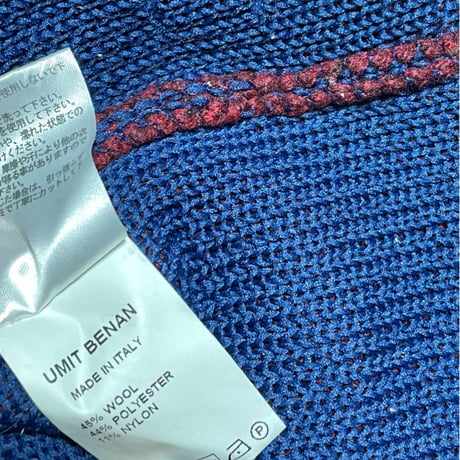 MADE IN ITALY製 UMIT BENAN ポロシャツ型セーター エンジ×ネイビー Sサイズ