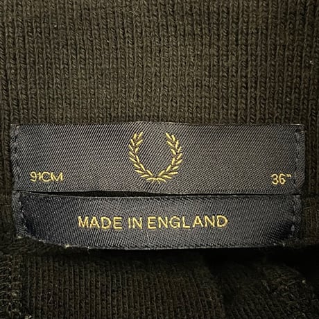 MADE IN ENGLAND製 FRED PERRY 襟ライン半袖鹿の子ポロシャツ ブラック 36サイズ