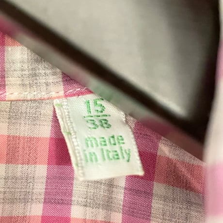 【三越伊勢丹 取り扱い】 MADE IN ITALY製 Finamore ギンガムチェック柄長袖シャツ ピンク 38-15サイズ