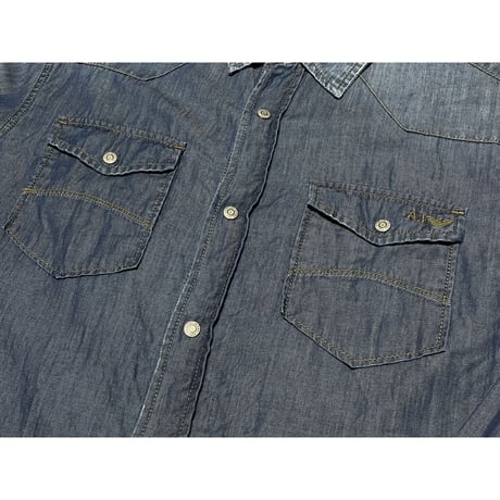 ARMANI JEANS 長袖デニムウエスタンシャツ インディゴ Mサイズ